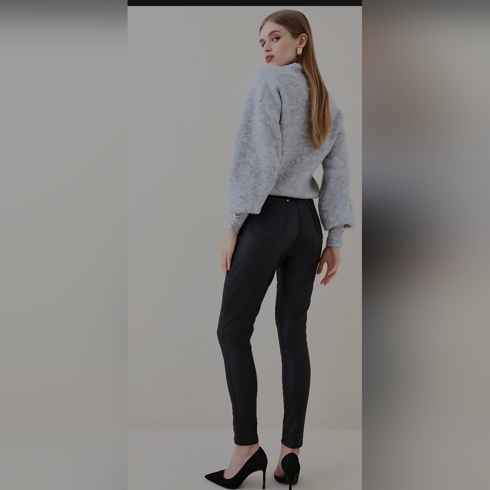 Karen Millen Mid Rise Skinny Coated Jeans